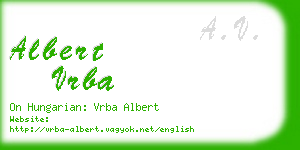 albert vrba business card